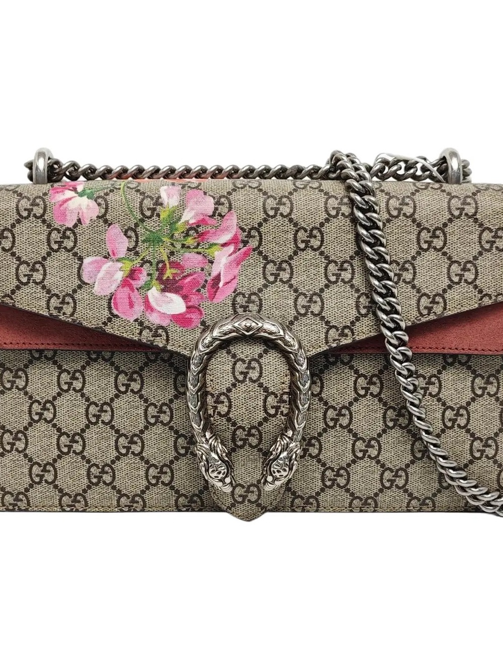 Gucci Dionysus GG Supreme Floral Beige with Pink Accents Medium Leather Bag